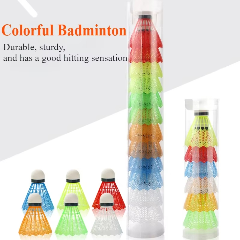 Badminton Bwf - 12 Stück bunte Badminton-Federbälle aus Kunststoff,